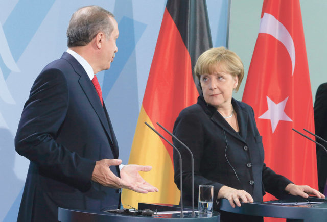 T.C. Cumhurbaşkanı R. Tayyip Erdoğan ve Federal Almanya Başbakanı Angela Merkel.